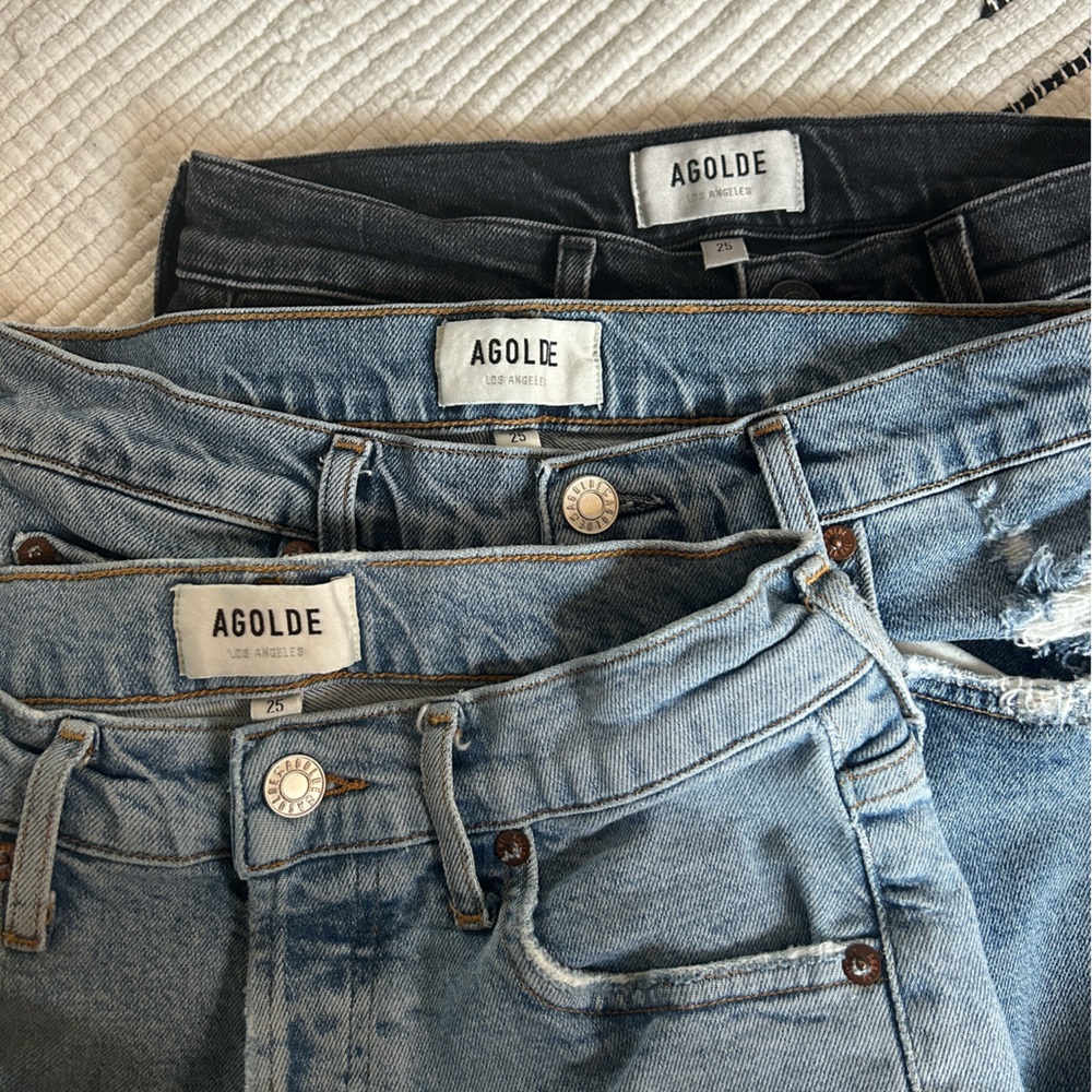 *3 PAIRS* Agolde ‘Nico’ High Rise Denim Slim Skinny Jeans, Size 25